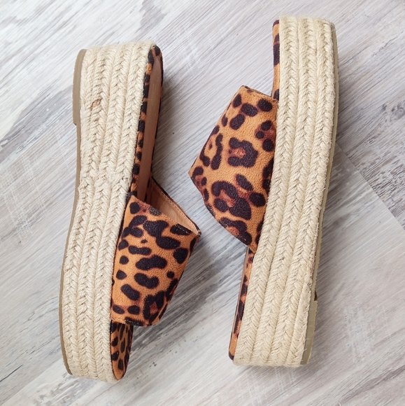 CAMEL TOES ESPADRILLES LEOPARD PRINT PLATFORM - Picture 2 of 8